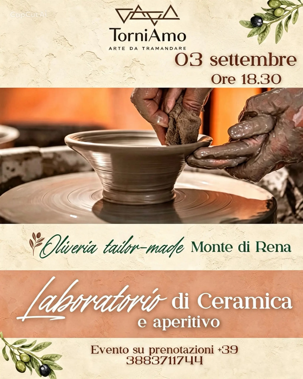 AVETRANA WORKSHOP DI CERAMICA 3 SETTEMBRE LAVORAZIONE AL TORNIO OLIVIERA MONTE DI RENA